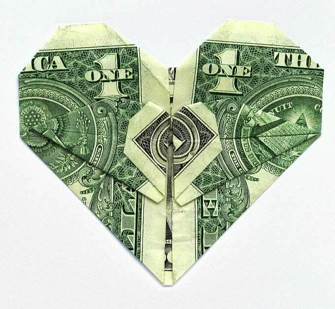Origami Dollar Bill Heart
