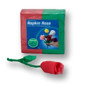 Red & Green Napkin Rose