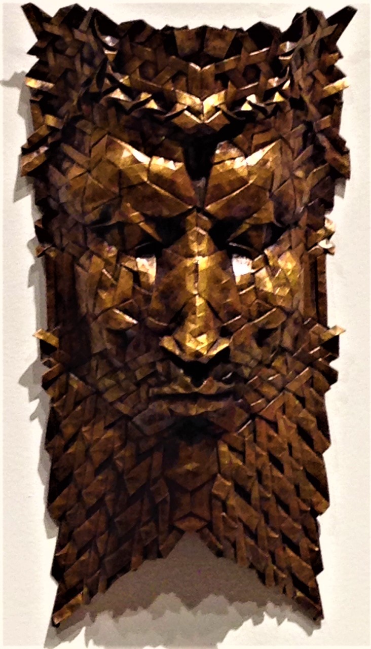 Intricate Bronze Origami Mask