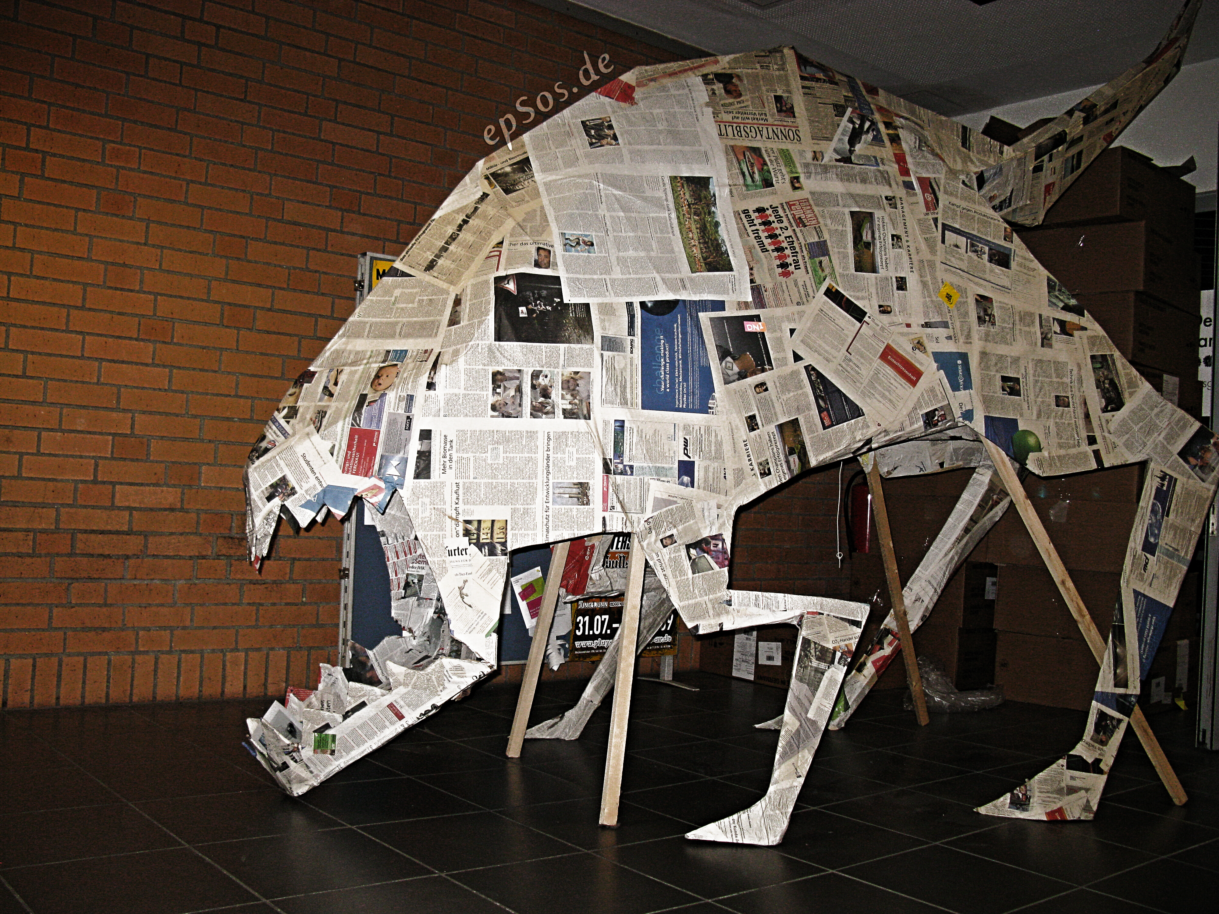 Newspaper Dragon Monster Sculpture