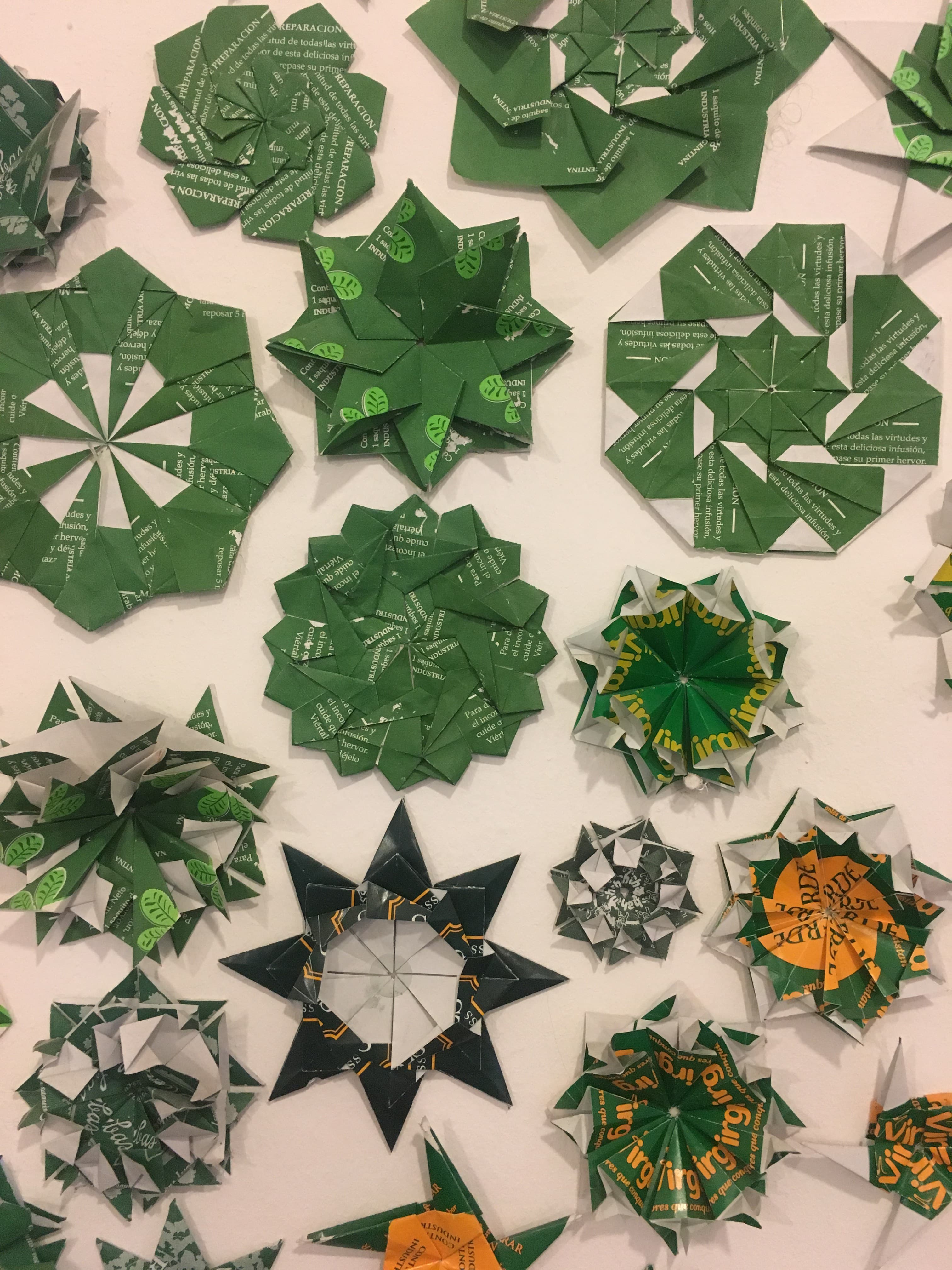 Collection of Upcycled Modular Origami Stars and Rosettes