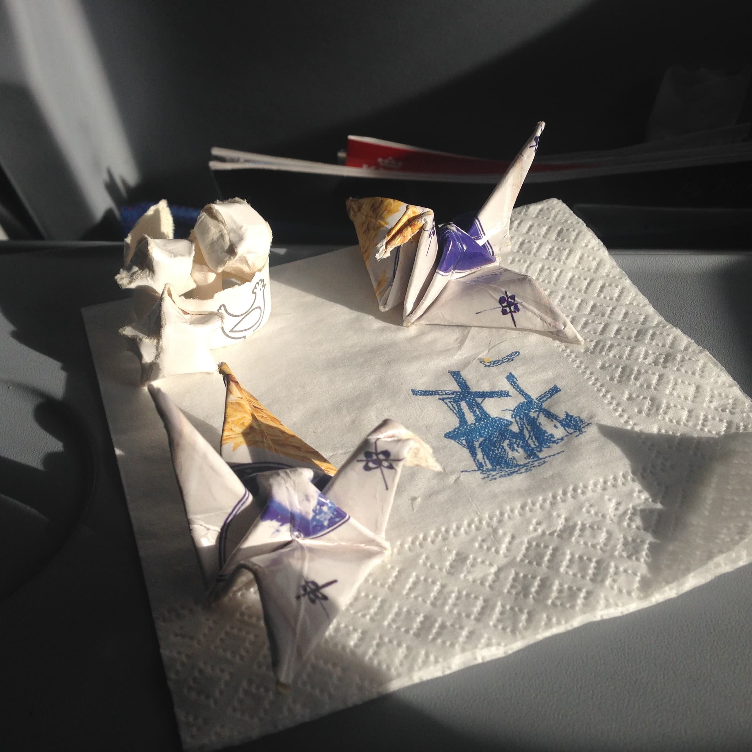 Traditional Origami Cranes from Food Packaging