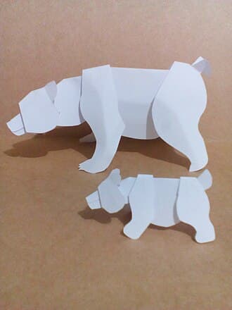 Articulated Kirigami Polar Bear Family
